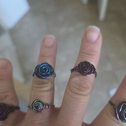 Wire Wrapped Rose Rings
