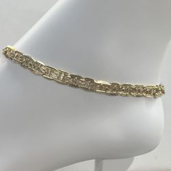 🔥women anklet🔥14k gold filled Diamond Cuts Mariner links anklet  best quality ‼️