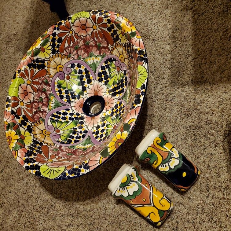New Mexican Talavera Sink Ceramic 17.25"x14.25" With Extra