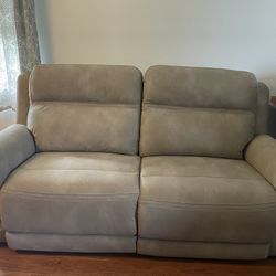 Faux Leather Double Recliner Couch