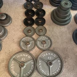 IVANKO Barbell Olympic Weight Plates - Total 225 Pounds 