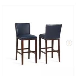 Steve Silver Tiffany 30 in. Navy Contemporary Bar Stool (Set of 2)