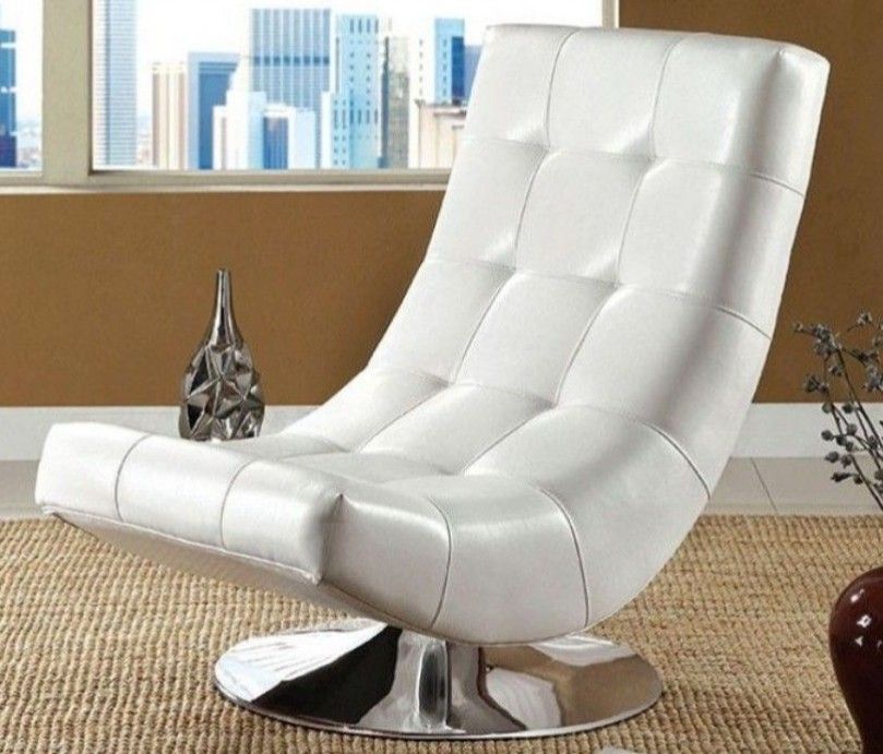 Brand New White Leather Modern Style Accent Chair