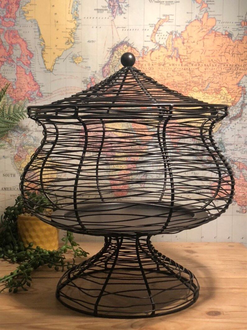 Vintage Woven Metal Basket Lantern/Candle Holder from Partylite.