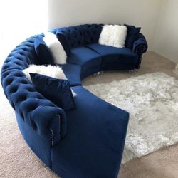 4PC Royal Blue Sectional W/Pillows 