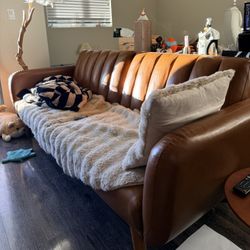 Brown Leather Sofa bed futon