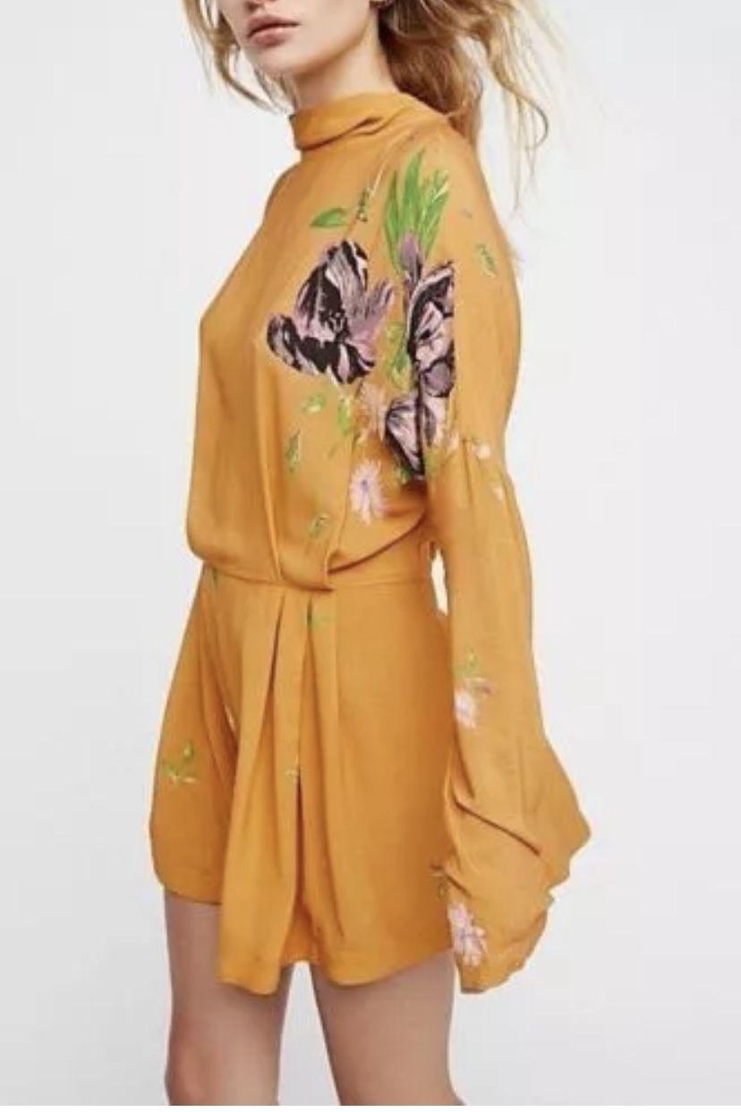 NWT Free People Gemma Tunic Long Sleeve Mini Dress TUNIC Mustard Yellow S: Small