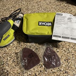 RYOBI  1.2 Amp Corded 5.5 in. Corner Cat Sander with Dust Bag, Storage Case, and Extra 9-Piece 5-1/2 in. Corner Cat Sand Paper