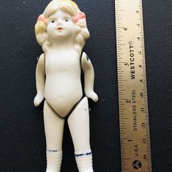 Antique Nippon Bisque Girl Doll (5”)