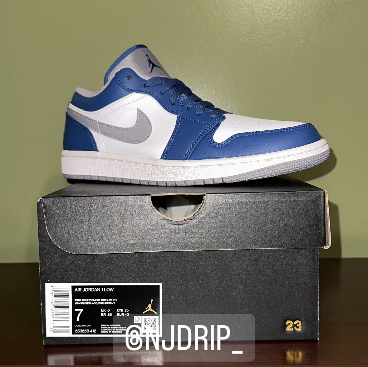 Nike Air Jordan True Blue 1’s  Size 7  