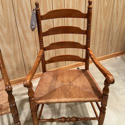 3 Wicker  Wooden  Chairs 