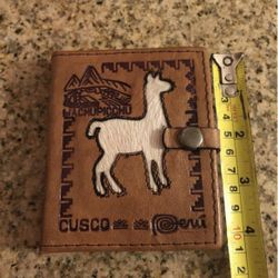 Rare Machu  Picchu Llama Mountain Leather Bound Journal Notepad Cusco Peru Alpaca