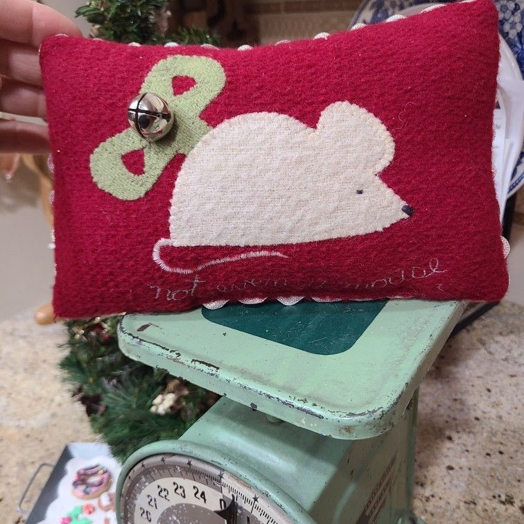 Woof and Poof mouse wool felt pillow