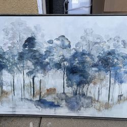 Scenic blue trees painting print