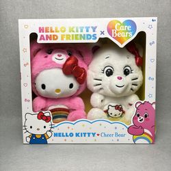 Hello Kitty & Friends x Care Bears 10" Plush - Hello Kitty Loves Cheer 2-Pack Set - New in Box