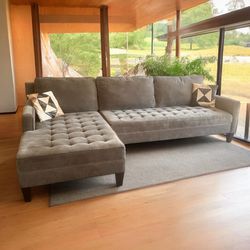 Gray Mid Century Modern 102" by 61" 2pc Vapor Sectional Sofa with LAF Chaise by Z Gallerie