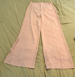 Tan Wide-Leg Trousers with Side Slits