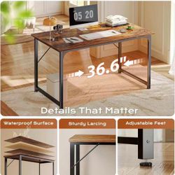 Rustic Brown Desk with Metal Frame