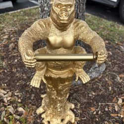 Gold King Kong KK Toilet Paper Holder. Gorilla Ape Chimp Monkey On Tree Trunk. Holds 1 Roll. Also Have Server Waiter Butler TP Dispenser.    $65 Each.