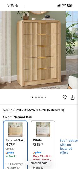 Brand New 5 drawer white oak dresser