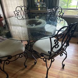 Bombay Company Wrought Iron & Glass Dinning Table 