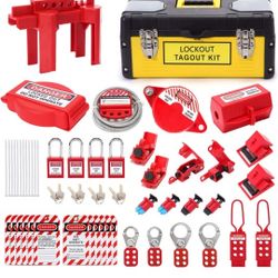 Lockout Tagout - Lock Out Tag Out Kit Safety Padlocks Lockout Hasp Breaker Lockout Ball Valve Lockout Steel Cable Lockout Plug Loto Valve Lockout Kit 