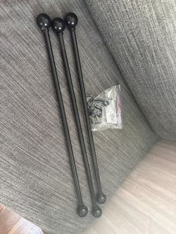 Black Curtain Rods with Ball Finials – Set of 3