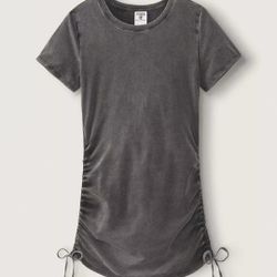 NEW VICTORIAS SECRET PINK, GRAY RUCHED SIDE DRESS