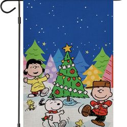 Christmas Garden Flag, Winter Merry Christmas Trees Garden Flag, Double Sided Yard Flag, Seasonal Farmhouse Christams Xmas Holiday Outdoor Decor 12x18
