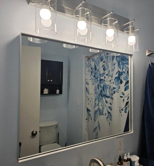 24" x 36" Wall Mirror - Brushed Nickel - Shatterproof - Wall Mount Included