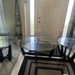 3 Piece Black Coffee And End Tables