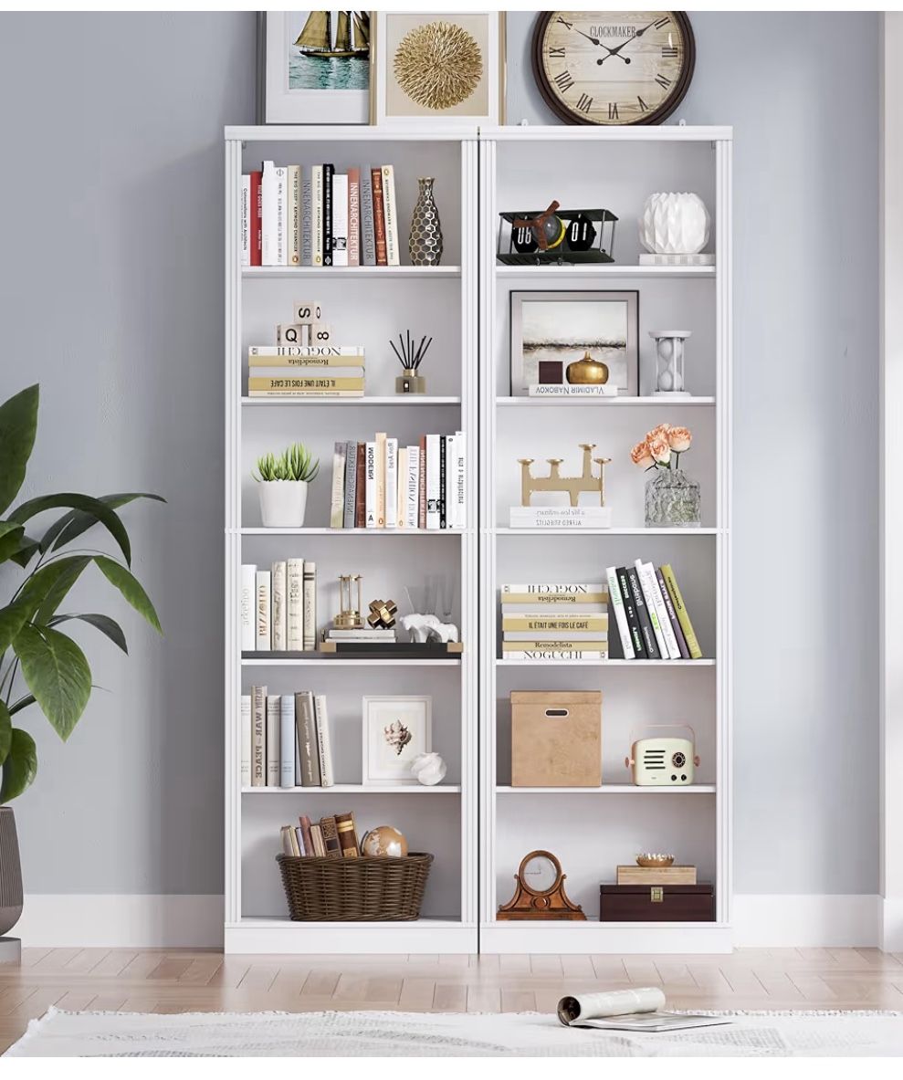 ✨Brand New White 6-Tier Bookshelves – Never Opened✨