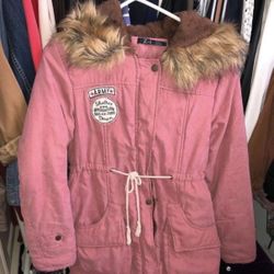 Z&I pink fur winter coat size small for sale