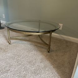 Round Glass/brass Coffee Table 