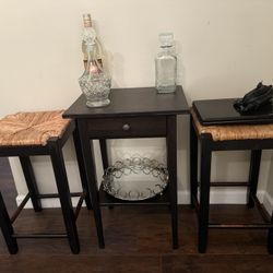 Contemporary Home Living “Dark Espresso Unique LISO Square Shaped Top End Table with Drawer and Shelf