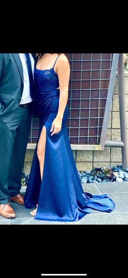 La Femme Lace Satin Gown