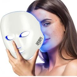 NEWKEY Blue Light Therapy for Acne,7 Colors LED Face Mask Light Therapy, Blue Red Light Therapy Mask for Wrinkle Acne - Photon Skin Care Beauty Mask

