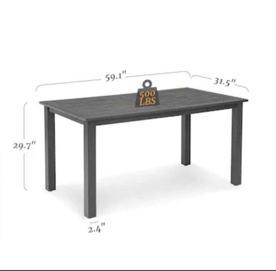 HDPS Outdoor Dining Table Weather-Resistant Rectangle Patio Dining Table for Outside Indoor