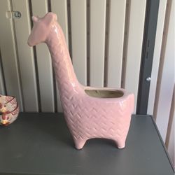 Pink Ceramic Llama Planter Pot/Flower Pot