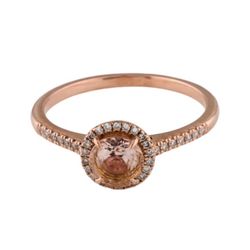 14K Morganite & Diamond Cocktail Ring Size 8 Pink/ Rose Gold