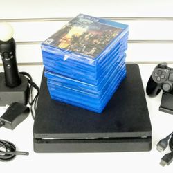 SONY PS4 SLIM WITH ELEVEN GAMES & STAND 