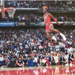 Vintage 1992 Nike 24x36 Poste of Michael AIR Jordan 1987 Slam Dunk Contest 