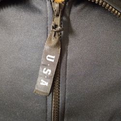 USOC Men's XL Track Warm Up Jacket Full Zipper 2 Pockets Made In USA Black GUC Thumbnail