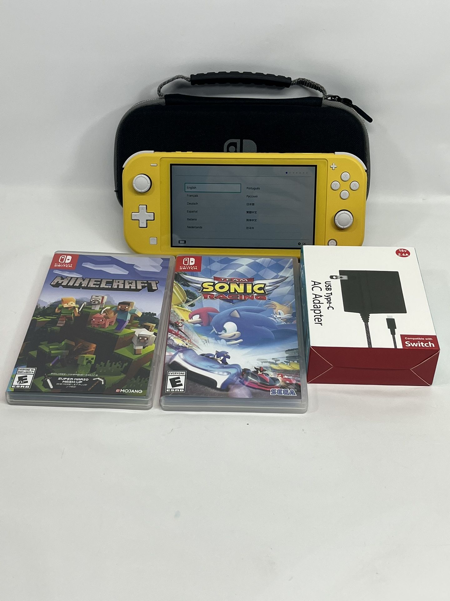 Nintendo Switch Lite Handheld Console Yellow Bundle With Games And Case
