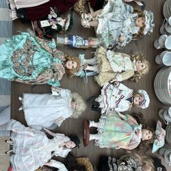 Porcelain Doll Collection (13 dolls, full set pictured)
