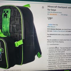 Minecraft Backpack School Bag For Boys
