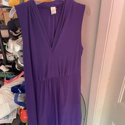 Purple V Neck Stretchy Dress