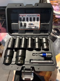 10PCS Lug Nut Remover Socket Set, 1/2" Drive Impact Extractor Kit Heavy-Duty Cr-Mo Steel Extractor Sockets Grip and Easily Remove Damaged, Rusted, Fro