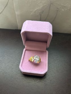 Lab created ring gold tone