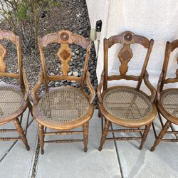 Nice Antique Victorian Walnut Chairs Back Set of 4 